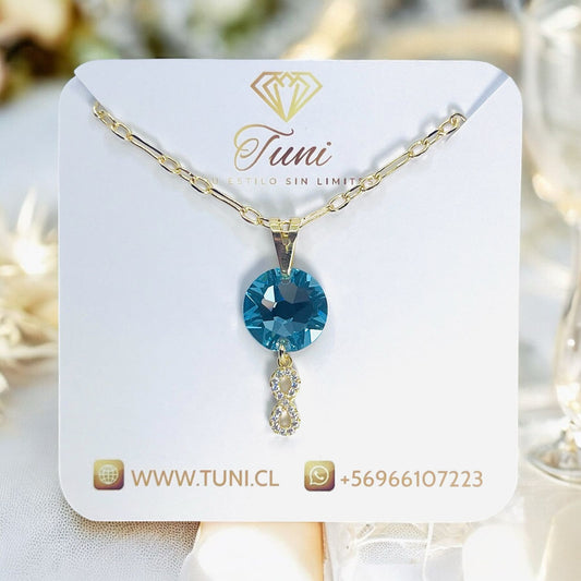 Collar Bañado en Oro con Cristal Turquesa